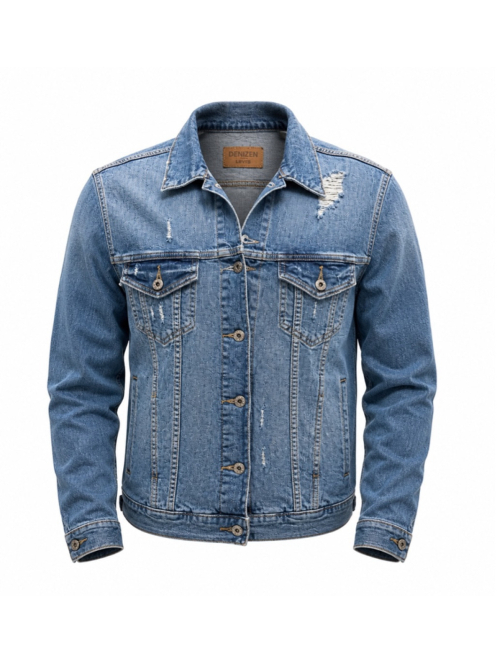 DENIZEN Women’s from Levi's Blue Distressed Jean Jacket XL
227
